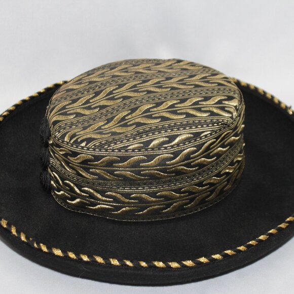 Vintage Dasha 100% Wool Black & Gold Hat main image 6